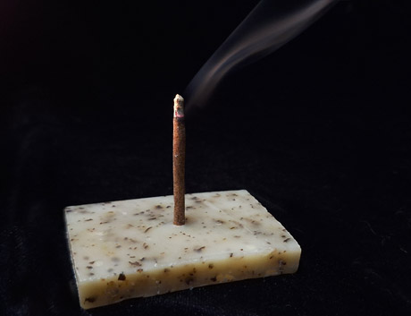 incense burning on soap