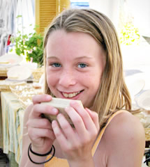 young girl with Herbaria Vanilla soap photo