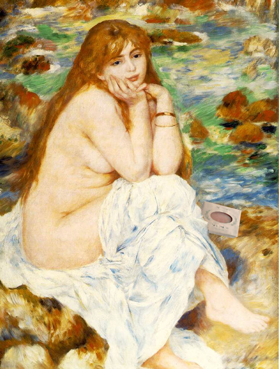 woman bathing with herbaria all natural handmade soap painting