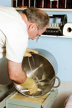 Ken Gilberg making herbaria all natural soaps by hand