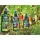 Herbaria Citronella Mist all-natural insect repellent spray bottles with kids hiking outdoors in the woods.