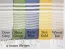 Five 9-ounce striped Turkish towels displayed side-by-side in Dove Grey, Moss Green, Royal Blue, Sun Gold, and Wheat Tan with white horizontal stripes and knotted fringe.