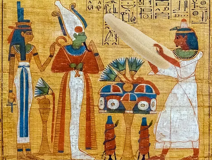 Another playful ancient Egyptian depiction of the Luffa being "offered."